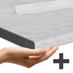 Fame-Line kök, 240 cm, PT Marble, blank mörkblå/guld ek, Vicco