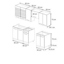 Fame-Line kök, 240 cm, PT Marble, Blank mörkblå/Antracit, Vicco