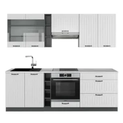 Fame-Line kök, 235 cm, PT Marble, Stuga vit/antracit, Vicco