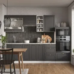 Fame-Line kök, 280 cm utan bänkskiva, Lanthus antracit/vit, Vicco