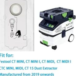 Festool Dammsugarpåsar (10-pack) Kompatibla med CT MINI / CT MIDI / CT 15
