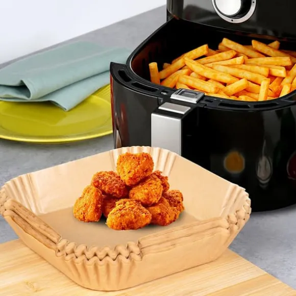 Fettfritt pappersinlägg till airfryer, fyrkantigt, 19x19 cm, 200 st.