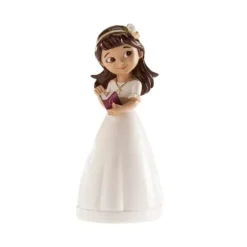 Figurine Kommunion - DEKORA - 13 cm - Diadem av resin - Tårtdekoration - Flicka