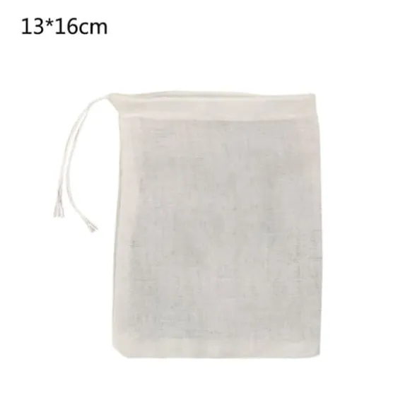 Finnätsörtpåse i bomull - 13x16cm dragsko för kryddpåse för soppa, te, kök, hem