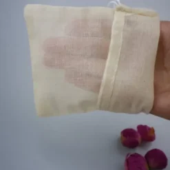 Finnätsörtpåse i bomull - 13x16cm dragsko för kryddpåse för soppa, te, kök, hem