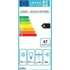 Fläktkåpa - GURARI - GCH 117 Wh - 60 cm - 1000 m³/h - Vitt glas