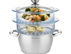 Florina ångkokare SATINA 20CM INOX 3-PIECE (2.5L POT, 2X 1.9L GLASS POT, LID)
