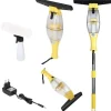 Fönsterdammsugare Set - Elektrisk fönsterputsare - Teleskopskaft och sprayflaska - 280 mm skrapa - För fönster, speglar, kakel, glas - Gul
