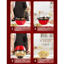 FOHERE 3,5 L Elektrisk Tyst Popcornmaskin med Non-stick Beläggning