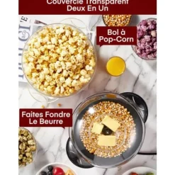 FOHERE 3,5 L Elektrisk Tyst Popcornmaskin med Non-stick Beläggning