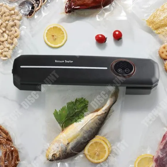 Förseglingsmaskin - TECH DISCOUNT - 120W - 33x7x4.5cm - Svart - 10 gratis påsar