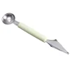 Fruit Ball Digger Dubbelhuvud Rostfritt stål Fruktgrävarsked Dubbelsidig frukt Melon Ballersked Vattenmelon Digger Glasssked Nordic Green