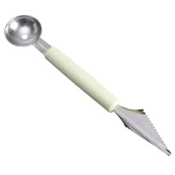 Fruit Ball Digger Dubbelhuvud Rostfritt stål Fruktgrävarsked Dubbelsidig frukt Melon Ballersked Vattenmelon Digger Glasssked Nordic Green