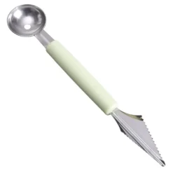 Fruit Ball Digger Dubbelhuvud Rostfritt stål Fruktgrävarsked Dubbelsidig frukt Melon Ballersked Vattenmelon Digger Glasssked Nordic Green