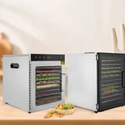 Frukttork - Matdehydrator - 12 Rostfria Brickor - 800 W - Digital Temperatur 30–90 °C - Timer 0,5–24 h - Svart