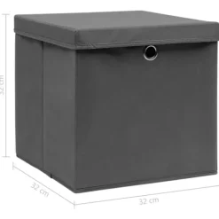 Förvaringslådor - Living Förvaringslådor med lock 4 st grå 32x32x32 cm tyg
