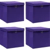 Förvaringslådor med lock 4 st 28x28x28 cm lila