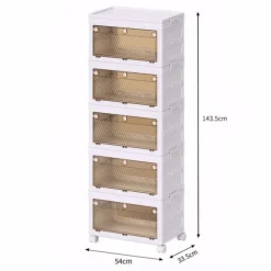 Förvaringsskåp, Fällbar Design, Lätt Rörlighet,5 Tiers Förvaringslådor