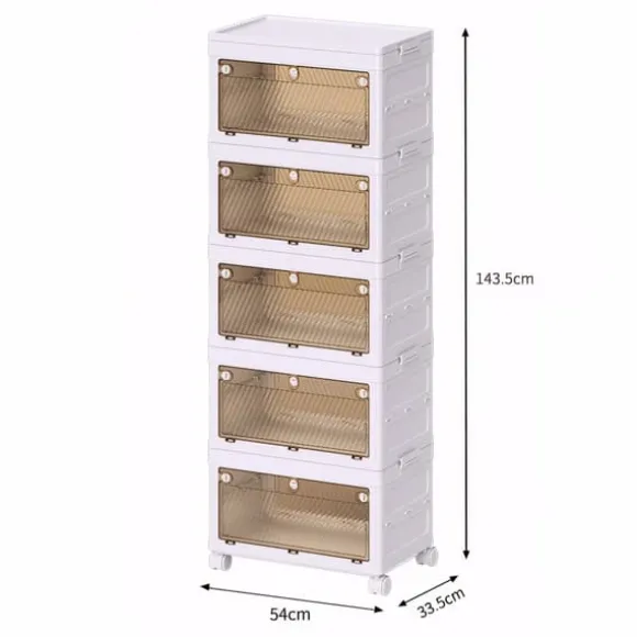 Förvaringsskåp, Fällbar Design, Lätt Rörlighet,5 Tiers Förvaringslådor