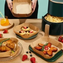 Fyrkantiga Air Fryer Papper 100-pack – 17cm Engångspapper för Luftfritös