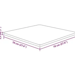 Fyrkantig bordsskiva i massivt ekträ - Hållbar & lättskött | Färg: Ljusbrun | Storlek: 70x70x2,5 cm