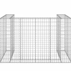 Gabionmur för soptunnor - Stabil stenkorg i galvaniserat stål | Storlek: 180x100x110 cm