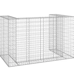 Gabionmur för soptunnor - Stabil stenkorg i galvaniserat stål | Storlek: 180x100x110 cm