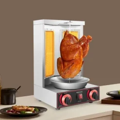 Gas Shawarma-maskin, 572 °F max temperatur, 3KW effekt, rektangulär form, naturgas typ, 26,45 lbs vikt