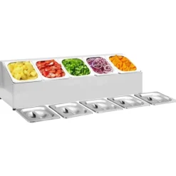Gastronormbehållare med 5 GN 1/6 kastrull rostfritt stål