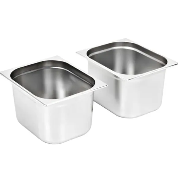 Gastronormkantiner 2 st GN 1/2 - Staplingsbar rostfritt stål | Färg: Silver | Storlek: 200 mm