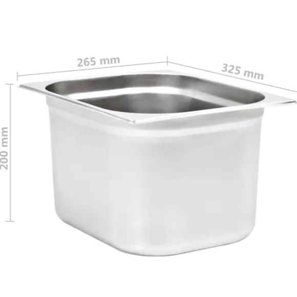 Gastronormkantiner 2 st GN 1/2 - Staplingsbar rostfritt stål | Färg: Silver | Storlek: 200 mm