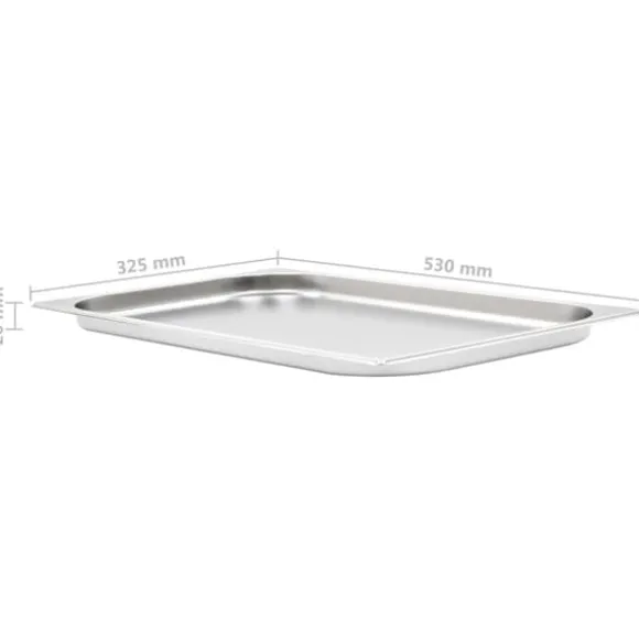 Gastronormkantiner 4 st GN 1/1 - Staplingsbara rostfria plåtar | Storlek: 20 mm