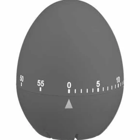 ÄGGFORMAD TIMER, grå, 6x7cm, tillverkad av slitstarkt material