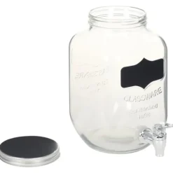 Glasbehållare med stativ 2-pack - Vintage dryckesdispenser | Volym: 2 x 4 L | Färg: Transparent