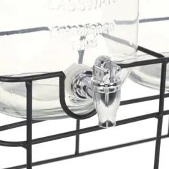 Glasbehållare med stativ 2-pack - Vintage dryckesdispenser | Volym: 2 x 4 L | Färg: Transparent