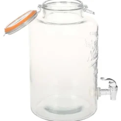 Glasbehållare XXL med tappkran 8 L - Vintage Vattenbehållare | Färg: Transparent | Storlek: 8 L