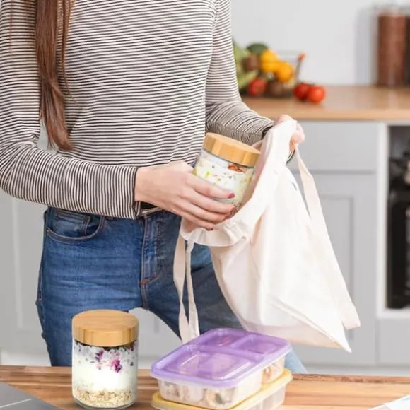 Glasburkar - Glasburk med lock-500ml-6ST- med skruvförslutna trälock - För att förvara sylt, yoghurt