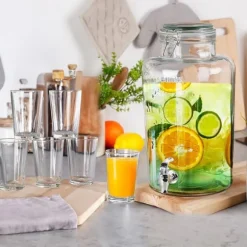 Glasburk med kran 8 l + 12 glas 200 ml