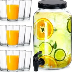 Glasburk med kran 3,2 l + 12 glas 200 ml