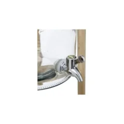 Glasdryckfontän med bambuställning - 8L - Transparent/beige - H 46,5 x D 21 cm
