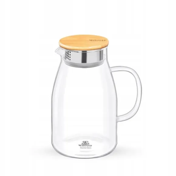 Glaskanna för drycker med bambulock Wilmax 1,9L