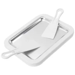 Glassrulle Gör-det-själv-hantverk Ej inkoppling krävs Stor storlek rostfritt stål rullad glassmaskin med plastspade Vit