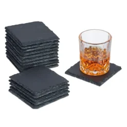 Glasunderlägg set, 10x10x1 cm, Antracit