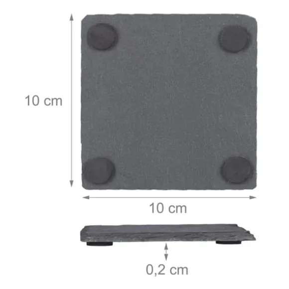 Glasunderlägg set, 0,2x10x10 cm, Grå