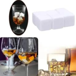 GL11091 - Set med 6 stycken granitwhiskystenkuber. Glaciärsten. bulk naturlig kylare till jul. redskap