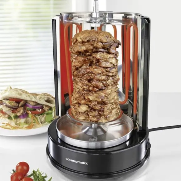 GourmetMaxx 05914 Kebabgrill Stativ med steknål Svart, Rostfritt stål
