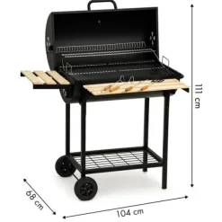Grill med lock och värmeställ - inklusive termostat - 104x68x94 cm