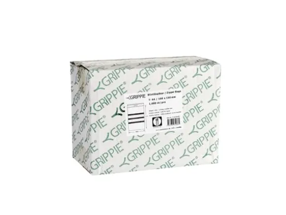 Grippie dragkedjepåse 100x150mm T-16 50my - utan skrivfält - (kartong med 1000 st.)