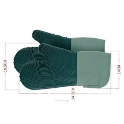 Gröna Värmebeständiga Ugnshandskar med Ribbad Design - Köksvantar (1 Par)