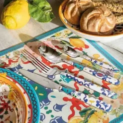 GUZZINI Flower&Citron 24-delat bestickset Mediterranean Blue